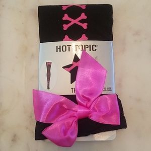 Hot topic thigh highs pink and black stockings